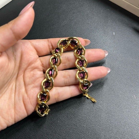 Vintage Authentic Givenchy gold bracelet with purple stone - Picture 12 of 13